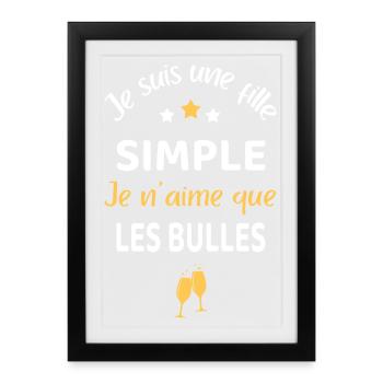 Fille simple apéro humour - Affiche encadrée (27 × 37 cm) - noir - Devant