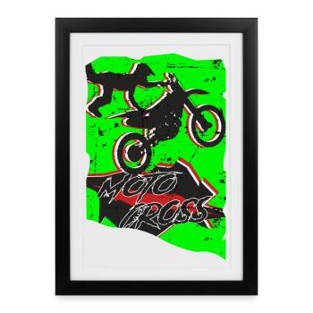 Cascade de motocross - Affiche encadrée (27 × 37 cm) - noir - Devant