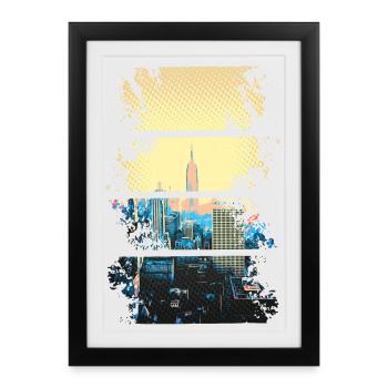 Silhouette NYC en teintes néon - Affiche encadrée (27 × 37 cm) - noir - Devant