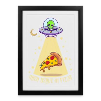 Alien Pizza 1 - Affiche encadrée (27 × 37 cm) - noir - Devant