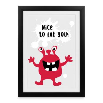 Monster Cool Comics Citations Drôle Amusant - Affiche encadrée (27 × 37 cm) - noir - Devant