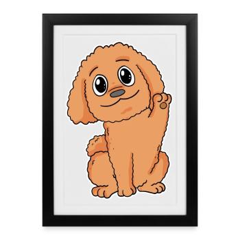 Caniche Chien Race Chien Chiens - Affiche encadrée (27 × 37 cm) - noir - Devant
