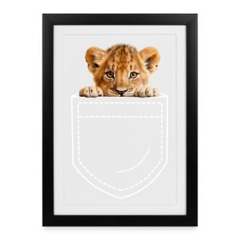 Lion - Affiche encadrée (27 × 37 cm) - noir - Devant