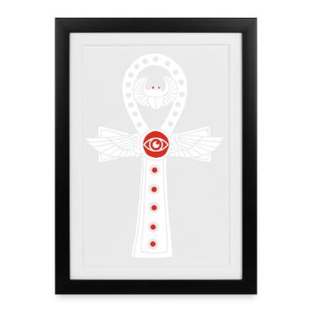 Croix de vie égyptienne (blanc) - Affiche encadrée (27 × 37 cm) - noir - Devant