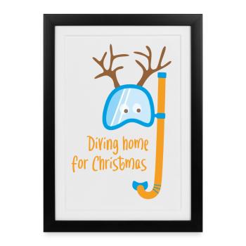 Cerf Cool Dictons Drôles Noël Noël - Affiche encadrée (27 × 37 cm) - noir - Devant