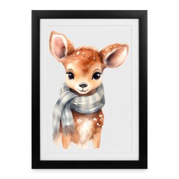 Delicate fawn with scarf - Framed poster (27 × 37 cm) - black - Front