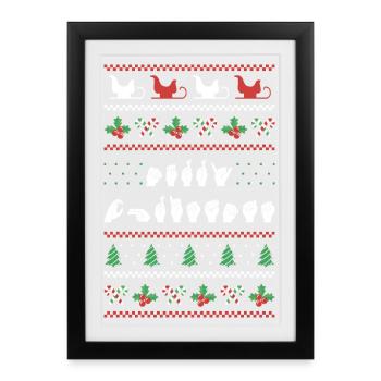 Merry Christmas - ASL American Sign Language I - Framed poster (27 × 37 cm) - black - Front