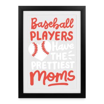 Baseball-Mama Baseball-Spieler - Gerahmtes Poster (27 × 37 cm) - Schwarz - Vorne