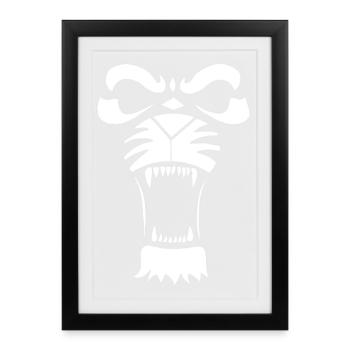 Predatory Lion or Tiger (White) - Framed poster (27 × 37 cm) - black - Front
