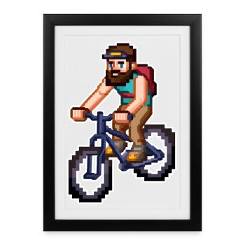 Mountain Bike Pixel Art - Framed poster (27 × 37 cm) - black - Front