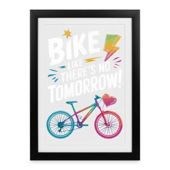 Conception de citation de motivation de vélo - Affiche encadrée (27 × 37 cm) - noir - Devant
