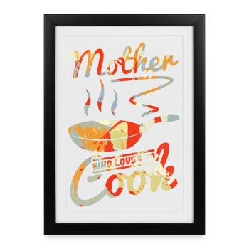 Maman cuisinière - Affiche encadrée (27 × 37 cm) - noir - Devant