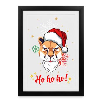 Animal Ho Ho - Couguar de Noël - Affiche encadrée (27 × 37 cm) - noir - Devant