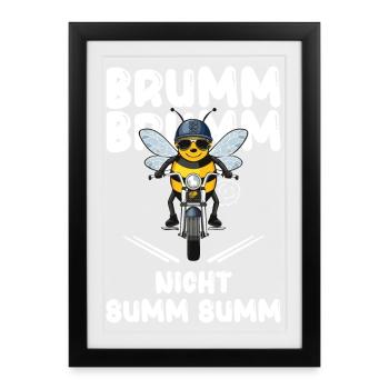 Abeille Moto Buzz Buzz Pas Buzz Buzz Blanc - Affiche encadrée (27 × 37 cm) - noir - Devant