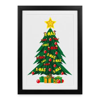 Christmas tree with a lot of love and star. - Framed poster (27 × 37 cm) - black - Front