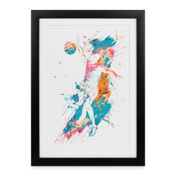 Joueur de volley-ball street art - Affiche encadrée (27 × 37 cm) - noir - Devant