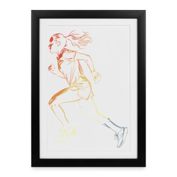 Dessin de coureur style rétro - Affiche encadrée (27 × 37 cm) - noir - Devant