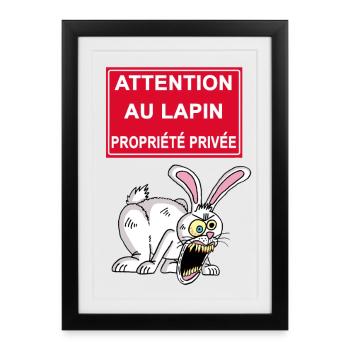 Attention au lapin blanc ! - Affiche encadrée (27 × 37 cm) - noir - Devant