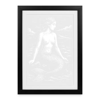 Sirène sereine au bord de la mer - Affiche encadrée (27 × 37 cm) - noir - Devant