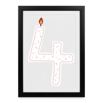 Conception de bougie festive numéro quatre - Affiche encadrée (27 × 37 cm) - noir - Devant