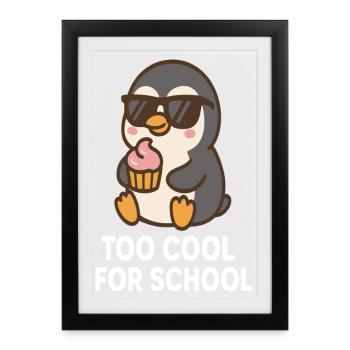 Motif pingouin pour lutter contre le stress scolaire - Affiche encadrée (27 × 37 cm) - noir - Devant