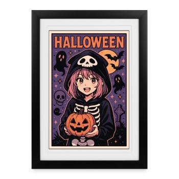 Halloween - Trick or Treat Girl - Framed poster (27 × 37 cm) - black - Front