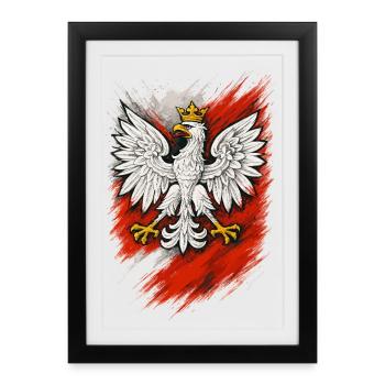 Polen Polska Adler Flagge Patriotismus Geschenk - Gerahmtes Poster (27 × 37 cm) - Schwarz - Vorne