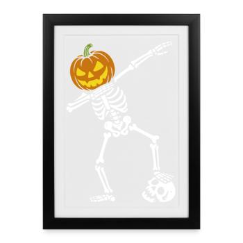 Squelette de danse d'Halloween avec crâne - Affiche encadrée (27 × 37 cm) - noir - Devant
