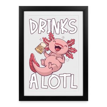 Boissons A Lotl Axolotl Boissons Bière - Affiche encadrée (27 × 37 cm) - noir - Devant