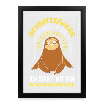 Podomètre? J’utilise le détecteur de mouvement - Affiche encadrée (27 × 37 cm) - noir - Devant