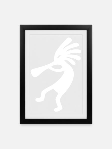Kokopelli – Fruchtbarkeit & Regen Tribal-Gott - Gerahmtes Poster (27 × 37 cm) - Schwarz