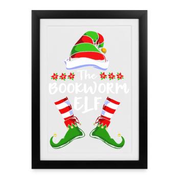Elf Elf Christmas Gift Reading Books - Framed poster (27 × 37 cm) - black - Front