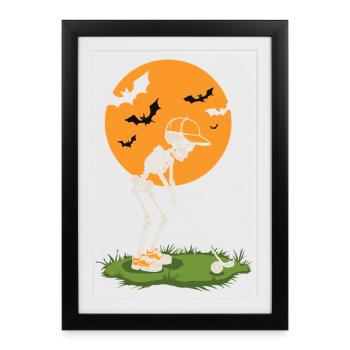 Golf en skeleton au clair de lune - Affiche encadrée (27 × 37 cm) - noir - Devant