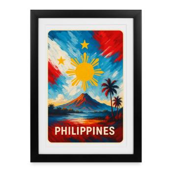 Conception des drapeaux des Philippines - Affiche encadrée (27 × 37 cm) - noir - Devant