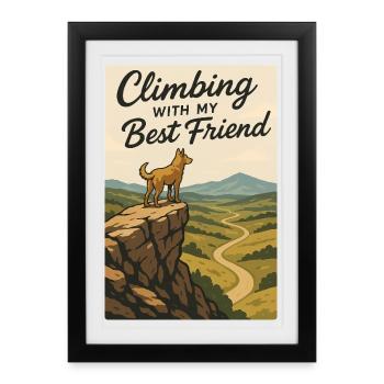 Climbing with My Best Friend - Vintage Dog Print - Framed poster (27 × 37 cm) - black - Front