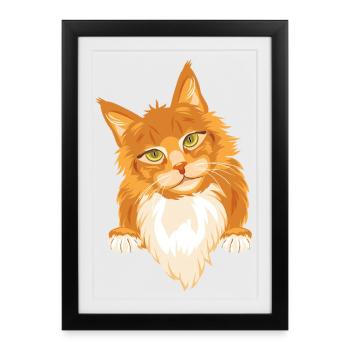 Chat roux timide et mignon - Affiche encadrée (27 × 37 cm) - noir - Devant