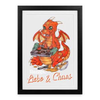 Funny Dragon Cookies Baking Christmas - Framed poster (27 × 37 cm) - black - Front