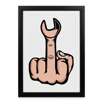 Middle Finger Stinger Finger Wrench - Framed poster (27 × 37 cm) - black - Front