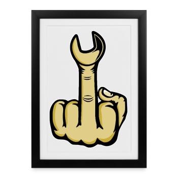 Doigt d’honneur Clé à molette puante - Affiche encadrée (27 × 37 cm) - noir - Devant