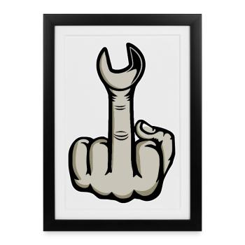 Middle Finger Stinger Finger Wrench - Framed poster (27 × 37 cm) - black - Front