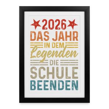 2026 L’année où les légendes terminent l’école - Affiche encadrée (27 × 37 cm) - noir - Devant