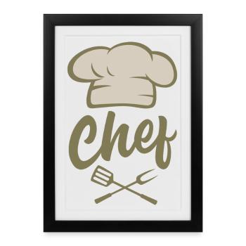 Chef at the grill - Framed poster (27 × 37 cm) - black - Front