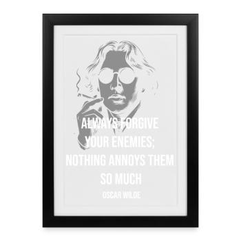 Citation d’Oscar Wilde : Pardonner aux ennemis - Affiche encadrée (27 × 37 cm) - noir - Devant