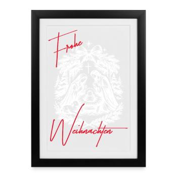 Christmas Nativity Scene Black White - Framed poster (27 × 37 cm) - black - Front