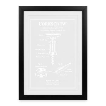 Diagramme de brevet en tire-bouchon rétro - Affiche encadrée (27 × 37 cm) - noir - Devant