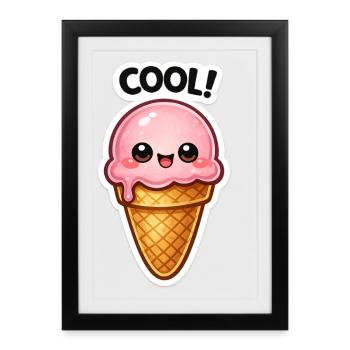 Kawaii Eiscreme Sticker - Framed poster (27 × 37 cm) - black - Front