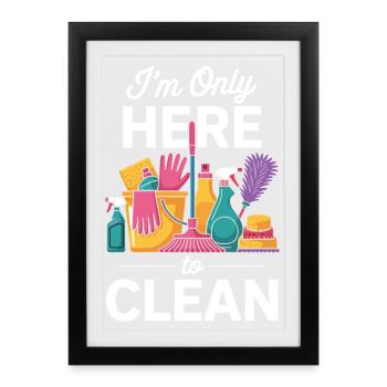 Cleaning Team Household Humor Motif - Framed poster (27 × 37 cm) - black - Front