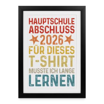 T-shirt de remise des diplômes de la Hauptschule 2026 - Affiche encadrée (27 × 37 cm) - noir - Devant