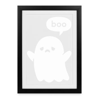Cute Minimal Ghost Boo - Framed poster (27 × 37 cm) - black - Front