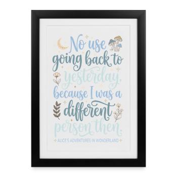 Inspirierendes Zitat – « Yesterday » (Gestern) - Affiche encadrée (27 × 37 cm) - noir - Devant